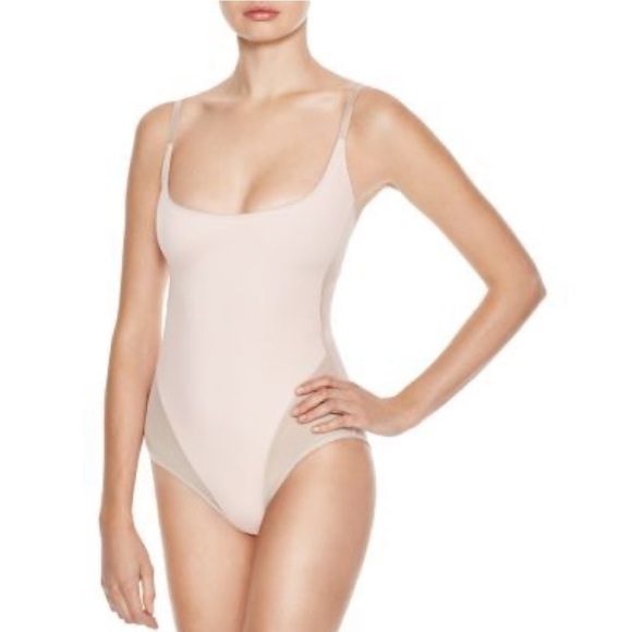 NWOT Spanx Cream Blush cami Thong Bodysuit two-tone XL / TG - Picture 1 of 12